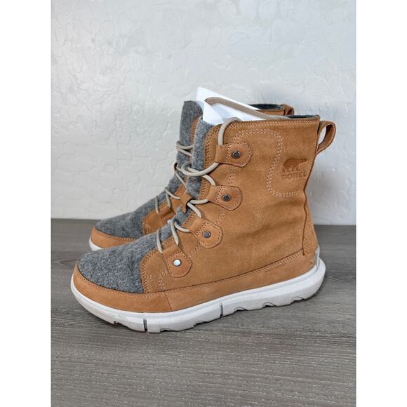 Sorel Explorer II Joan Womens Size 10 Tan Leather Waterproof Ankle Snow Boots - Picture 1 of 7